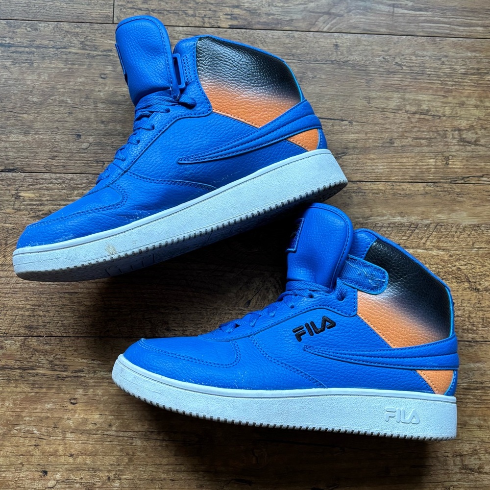 Fila A-High Fade Men's Blue/Black/Orange Shoes Size 8.5(Missing Velcro Strap)